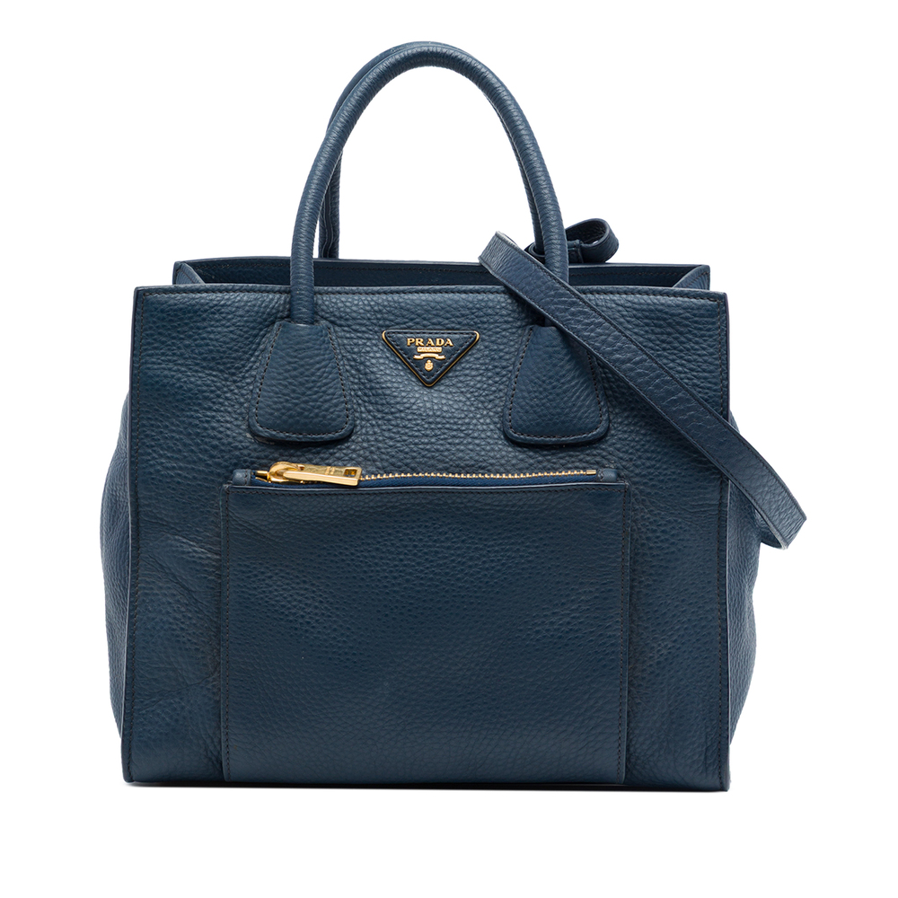 Pre-Loved Prada Vitello Daino Front Pocket Open Convertible Tote